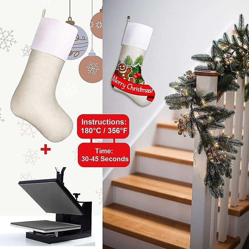 Sublimation Christmas Burlap Stockings Ornaments Holiday Decorations