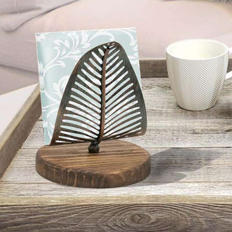 Retro Leaf Tissue Holder Napkin Holder Metal Home Decoration(green)