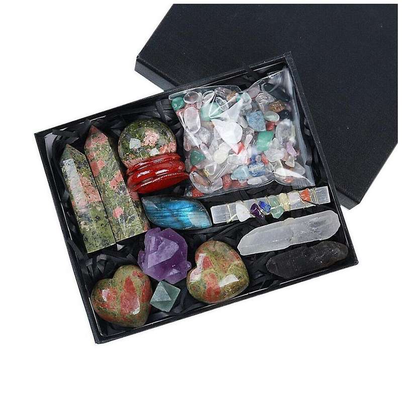 1 Box Natural Crystal Set Rough Gems Stone Gravel Mineral,green