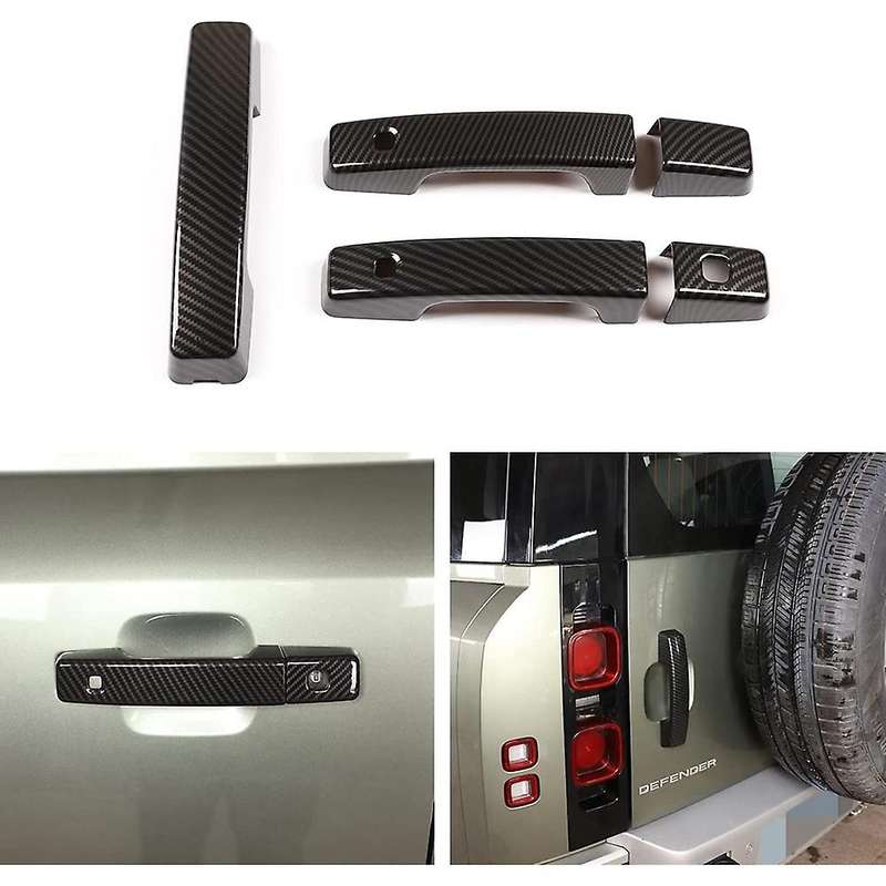 Car Grab Door Handle Cover Trim Decoration Stickers , Carbon Fiber
