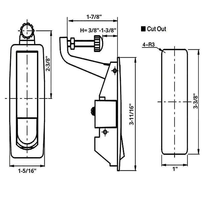 4pcs Compression Zinc Alloy Flush Lever Latch 0.04 Inch-0.94 Inch
