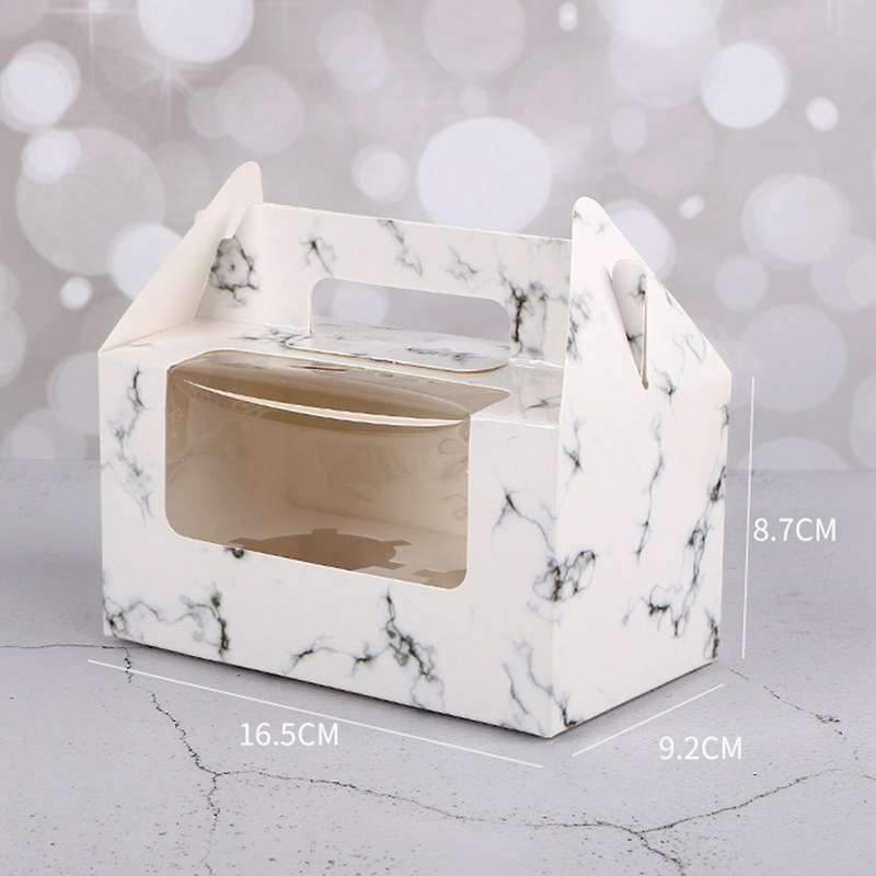 30pcs Cup Cake Box,transparent Window + Inner Support, Marble