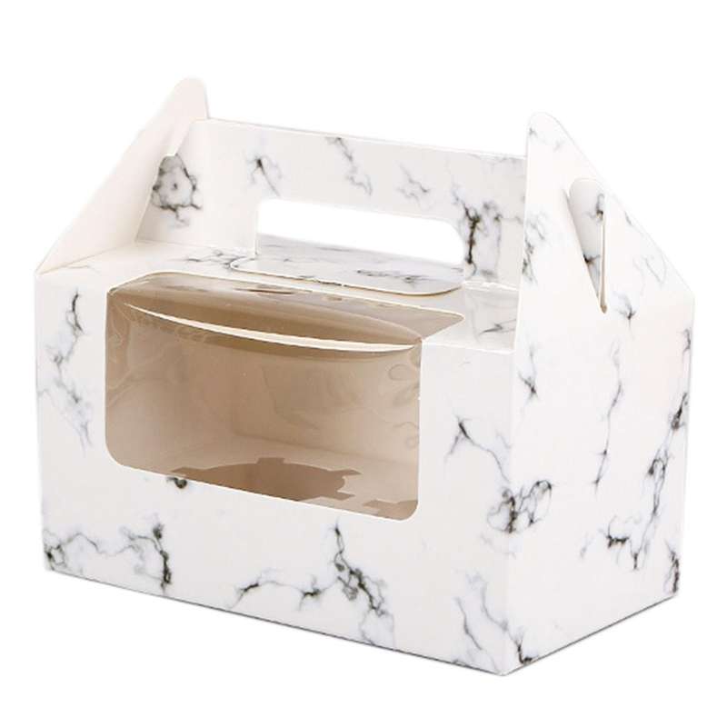 30pcs Cup Cake Box,transparent Window + Inner Support, Marble
