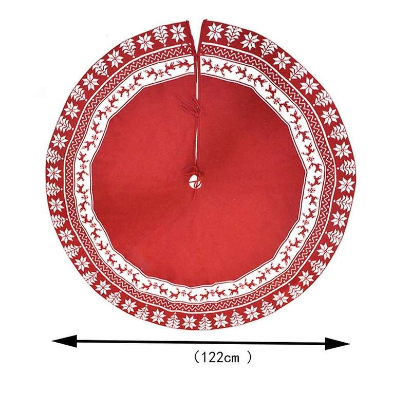 Snowflake Christmas Tree Skirt Tree Bottom Decoration Tree Apron Red