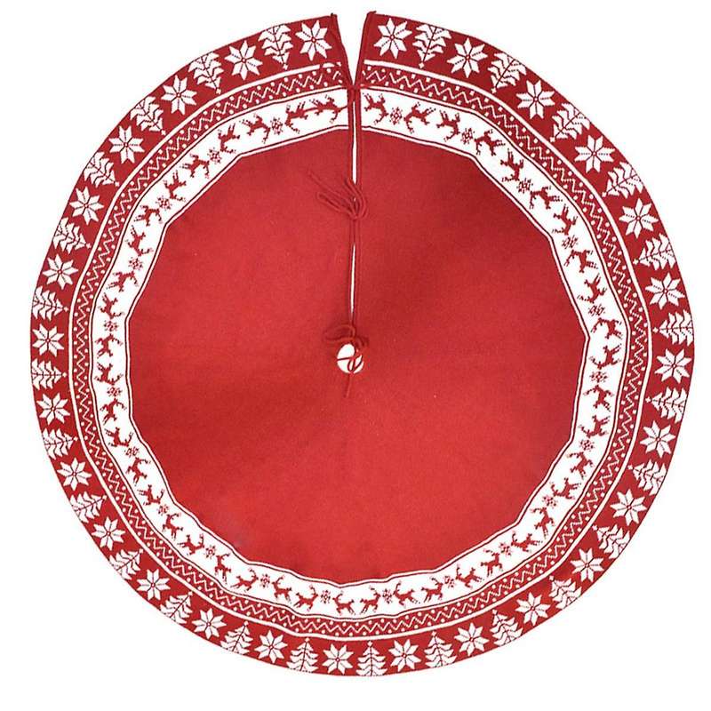 Snowflake Christmas Tree Skirt Tree Bottom Decoration Tree Apron Red