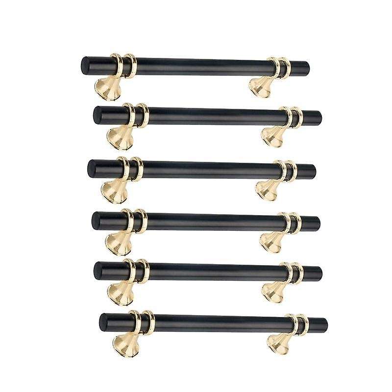 Cabinet Handles 6 Pack 96mm Hole Centers Matte Black T Bar Gold Base