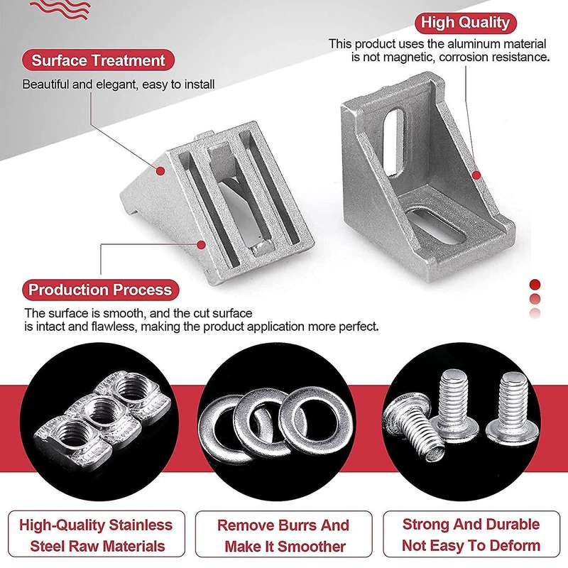 230 Pcs Aluminum Connector Set for 2020 Series Extrusion Profile