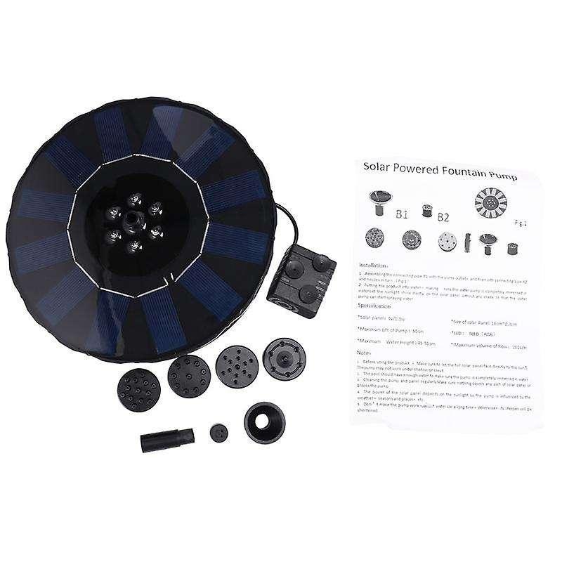 With 5 Nozzles Solar Powered Fountain Pump Color Led Solar