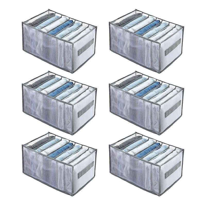 Wardrobe Organiser System for Jeans, Trousers, Storage Boxes, 6pcs