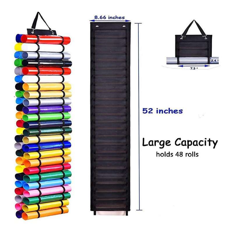 Storage Organizer with 48 Compartments,vinyl Roll Holder,black