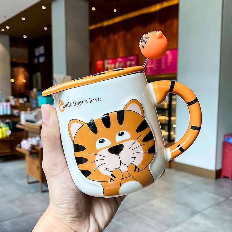 Cartoon Tiger Ceramic Tea Cup for The Year Of Tiger Coffee Milk Mug C