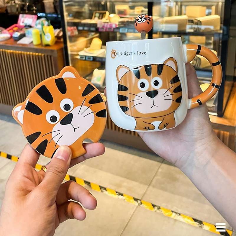 Cartoon Tiger Ceramic Tea Cup for The Year Of Tiger Coffee Milk Mug D