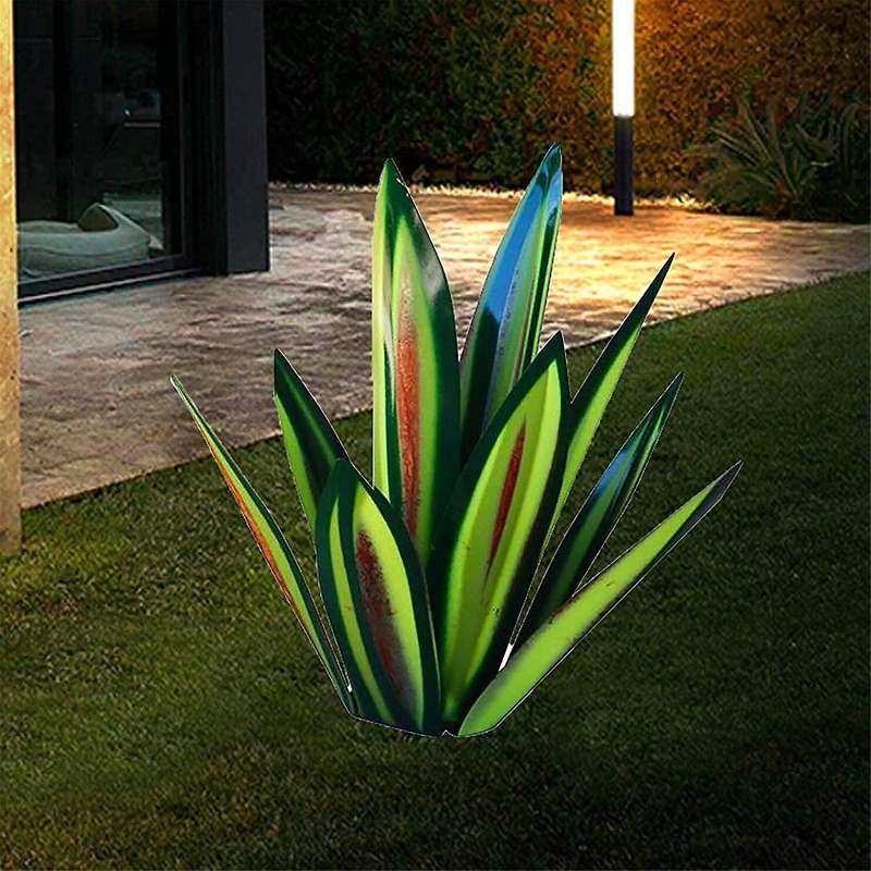 13.7inch Diy Metal Agave Plants,garden Lawn Ornaments-green