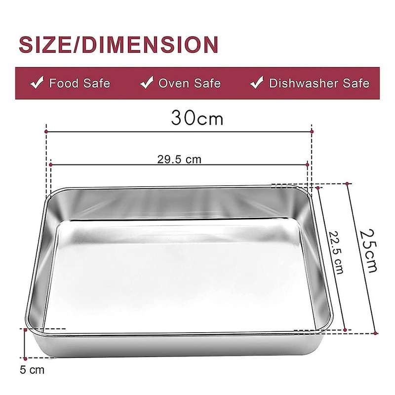 Oven Baking Tray Set Of 2, Deep Cake Tins Stainless Steel Baking