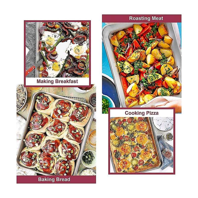 Oven Baking Tray Set Of 2, Deep Cake Tins Stainless Steel Baking