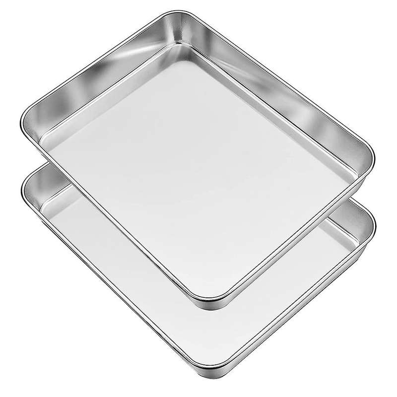 Oven Baking Tray Set Of 2, Deep Cake Tins Stainless Steel Baking