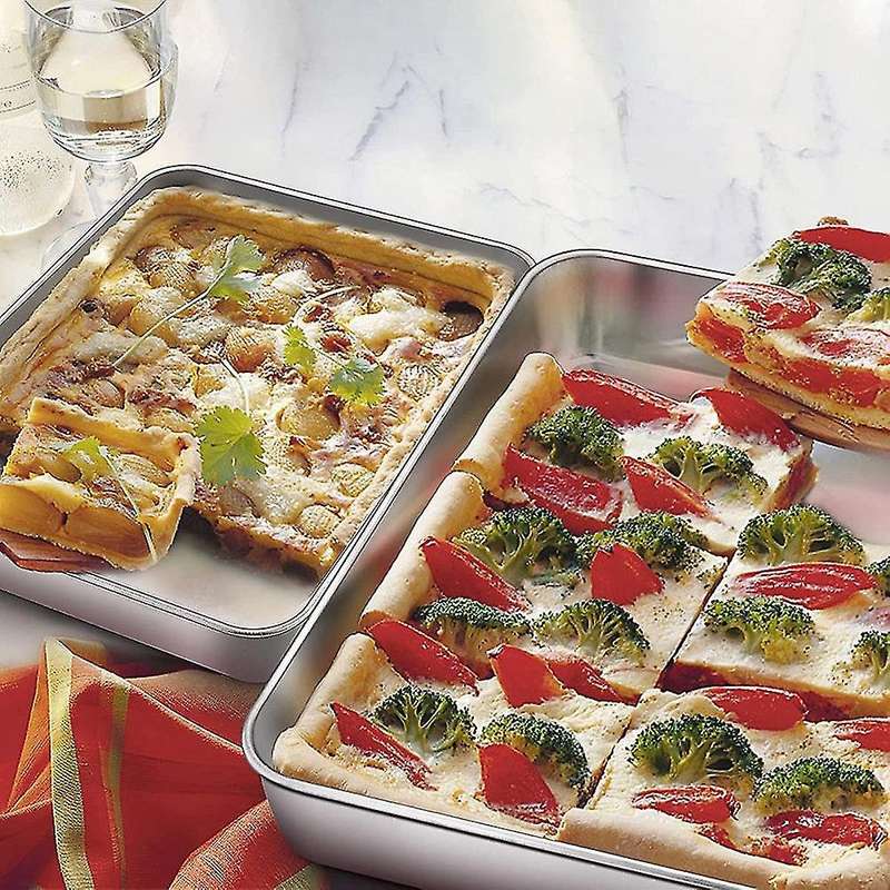 Oven Baking Tray Set Of 2, Deep Cake Tins Stainless Steel Baking