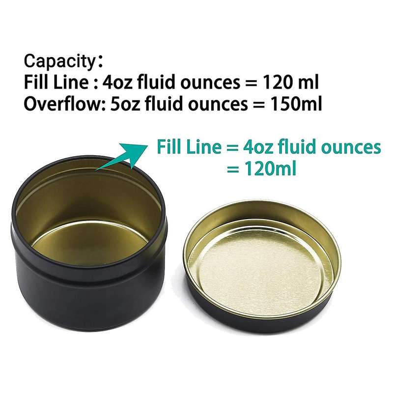 Candle Tins 24 Piece,4 Oz Candle Containers, Candle Jars (black)