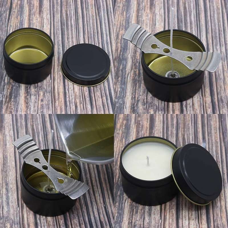 Candle Tins 24 Piece,4 Oz Candle Containers, Candle Jars (black)