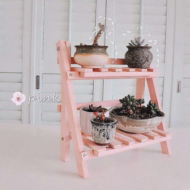 Wooden Double Layer Kitchen Shelf Accessories Spice Rack Holder Pink