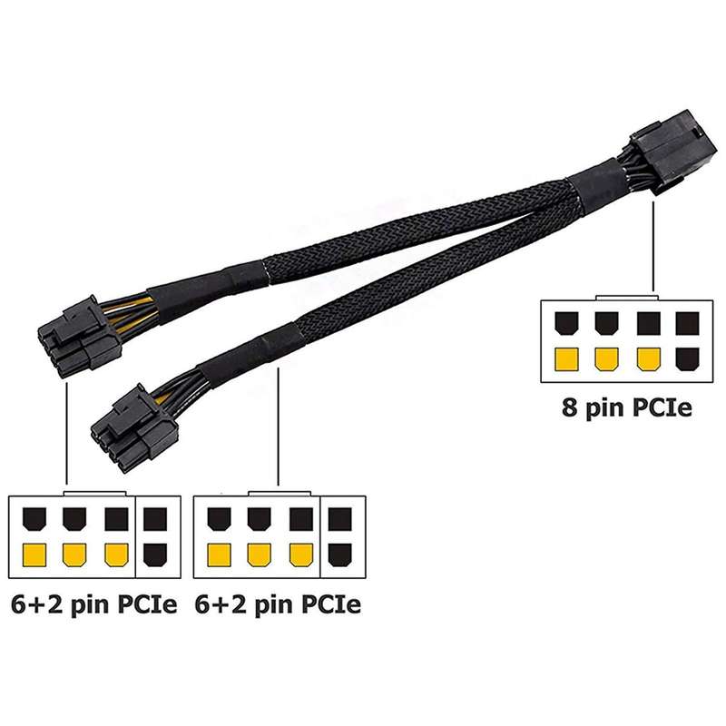4pcs 8 Pin Pci-e Video Card 8 Pin Female to Dual Gpu Male Splitter
