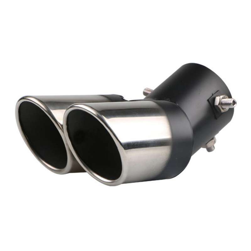 2x Car Universal 63mm Stainless Steel Dual Outlet Exhaust Pipe