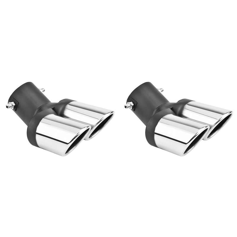 2x Car Universal 63mm Stainless Steel Dual Outlet Exhaust Pipe