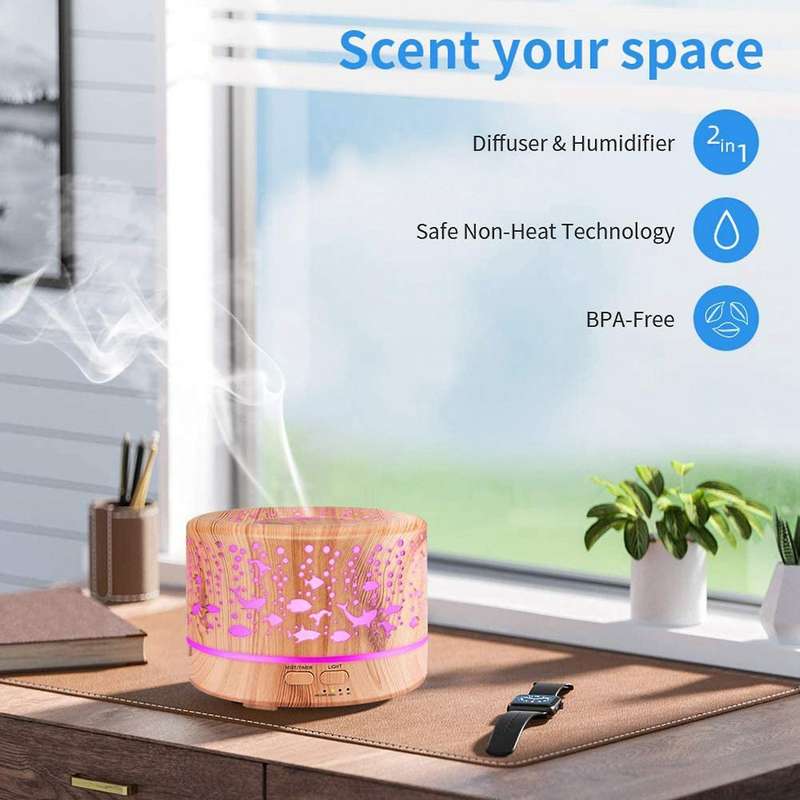 500 Ml Aroma Diffuser,ultrasonic Humidifier,eu Plug