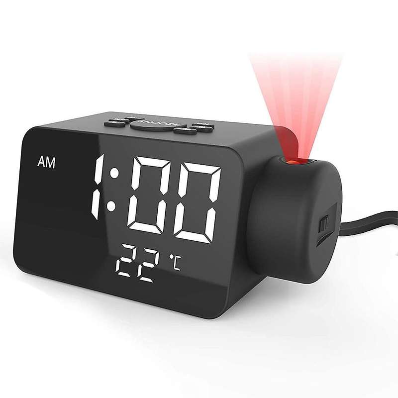 Projection Digital,dual Alarm Clock with Usb Port, for Bedroom Snooze