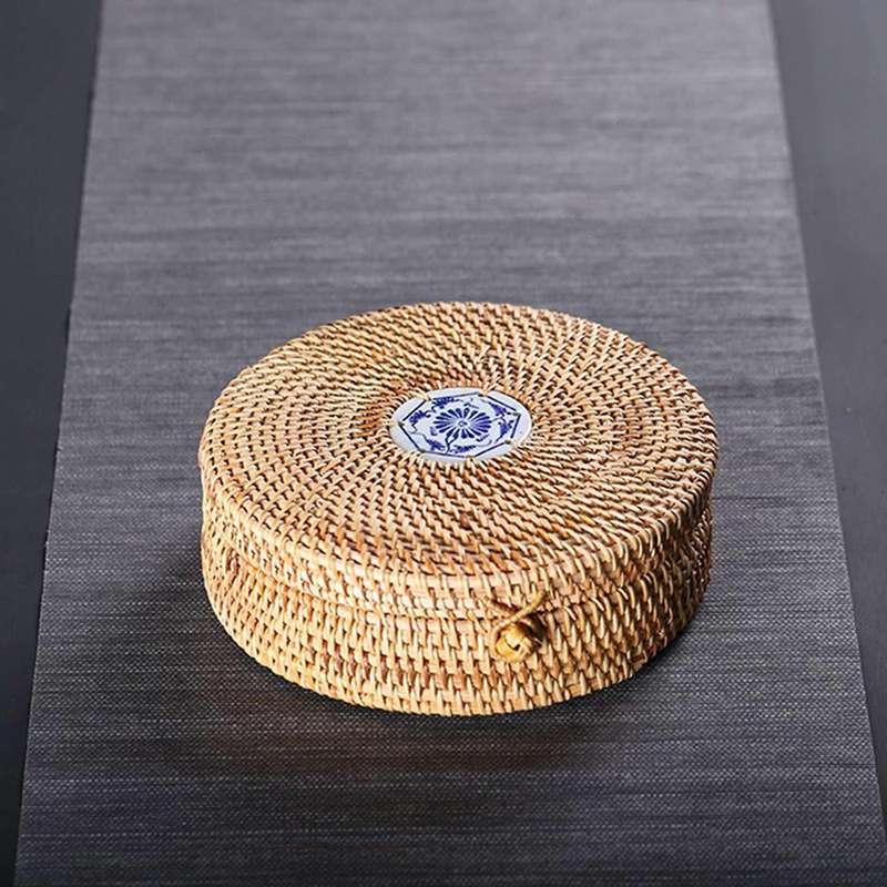Handmade Rattan Pu'er Tea Cake Storage Box Cake Storage Box