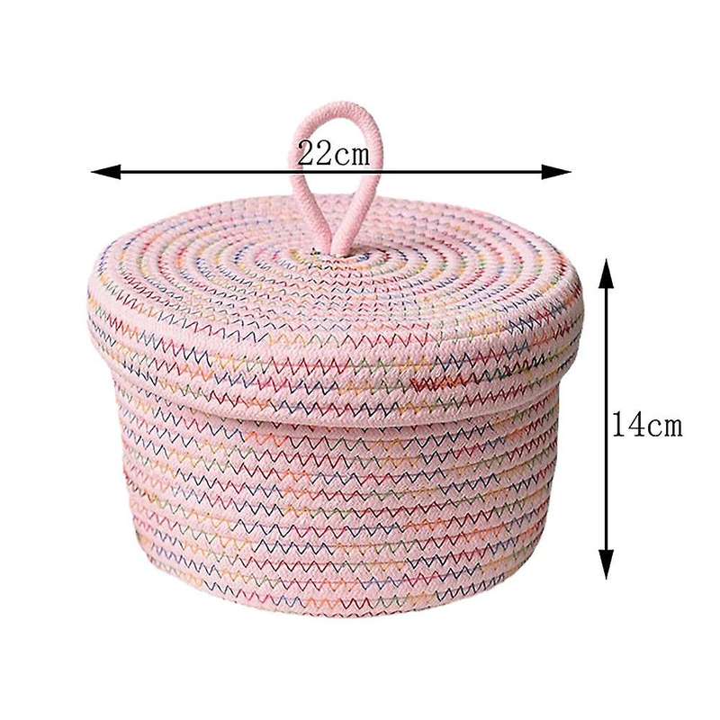 Pink Cotton Rope Storage Baskets, for Shelves and Coffee Table,medium