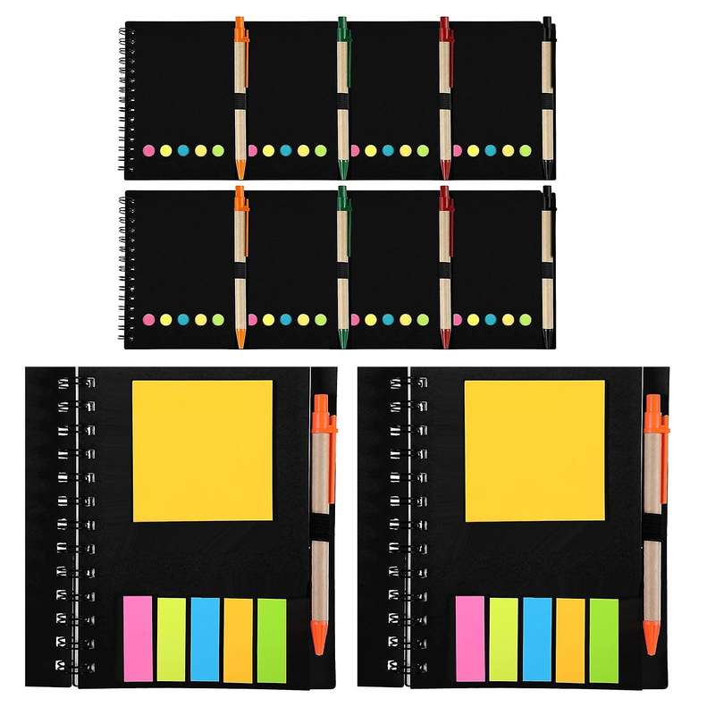 Pack Of 8 Lined Spiral Notebook Kraft Cover Notepad Notepad with Pen
