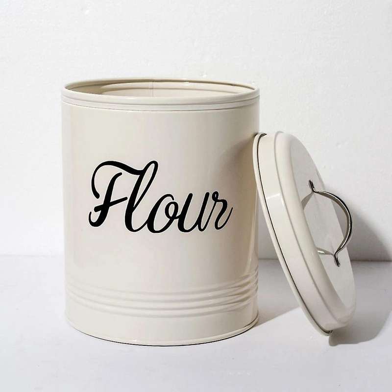 White Metal Food Flour Storage Tin Jar 5l Container 5l