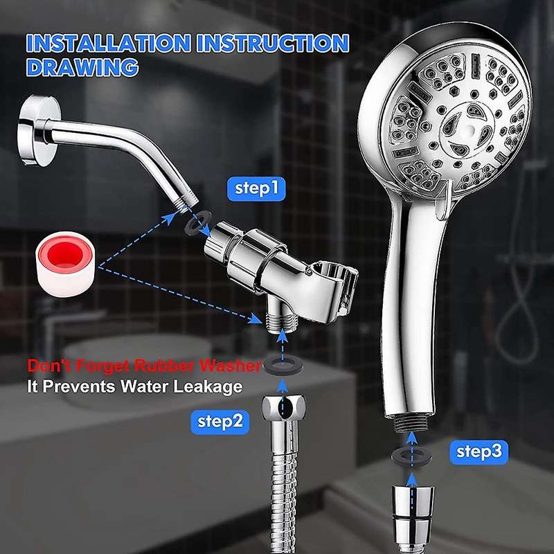 9 Spray Modes High Pressure Shower Head with Handheld
