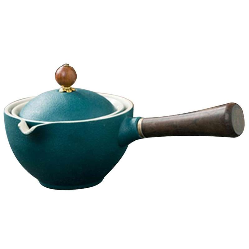 Ceramic Teapot with Wooden Handle Side-handle Pot Household Teaware 1