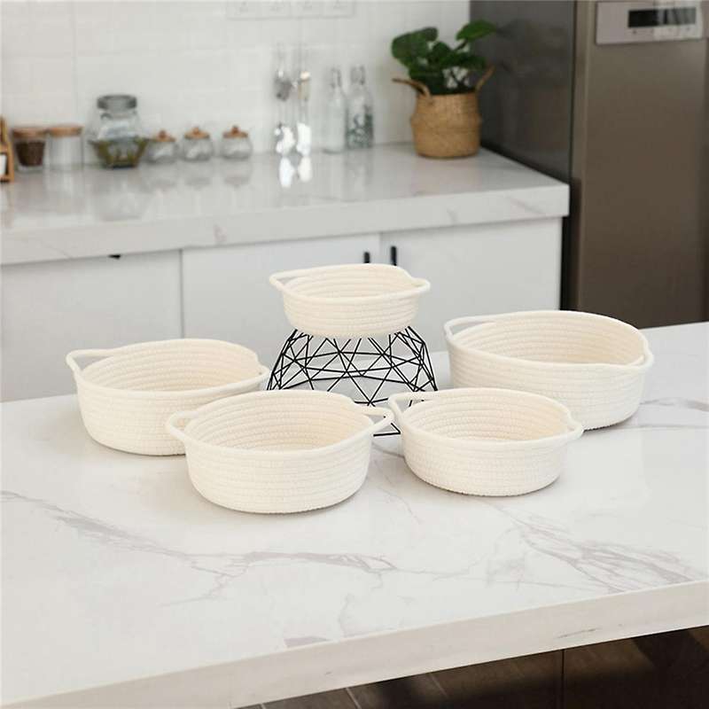 5-piece Storage Basket Set- for Organizing Small Basket -white