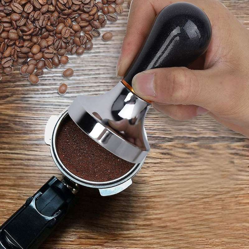 2 Pack 57.5mm Aluminum Coffee Tamper with Handle for Coffee (black)