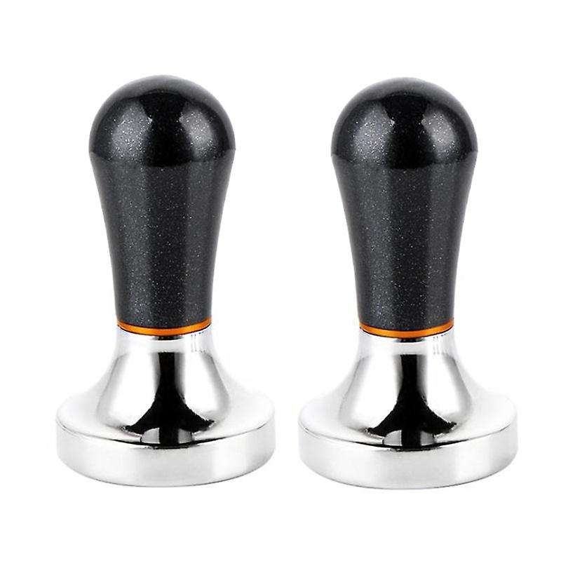 2 Pack 57.5mm Aluminum Coffee Tamper with Handle for Coffee (black)