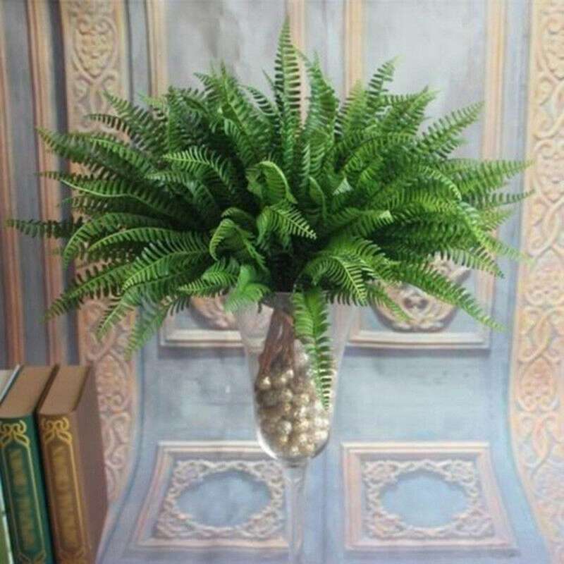 20pcs Artificial Boston Fern Bush Silk Plant Fake Greenery Home Decor