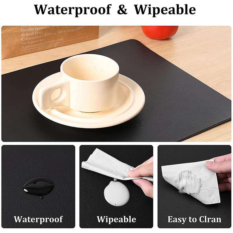 Pu Leather Christmas Placemats Black Sets Of 6 Table Mats 45x30cm