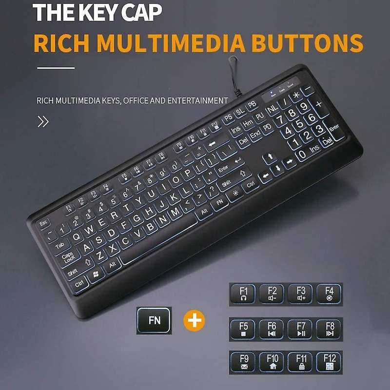 Deluxe Backlit Keyboard,contrast Keys and White Illuminated Led Suit