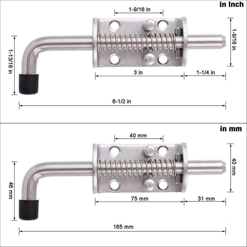 2pcs Stainless Steel 6.5inch Spring Lock for Doors and Trailer Gate