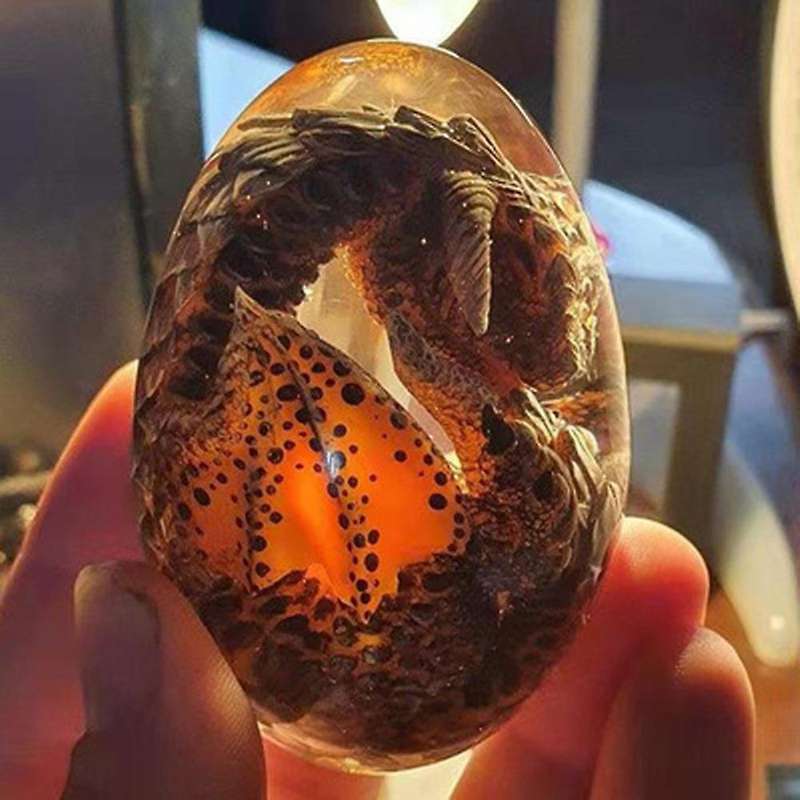 Lava Dragon Egg Ornamental Decor Dinosaur Egg Statue Resin-c