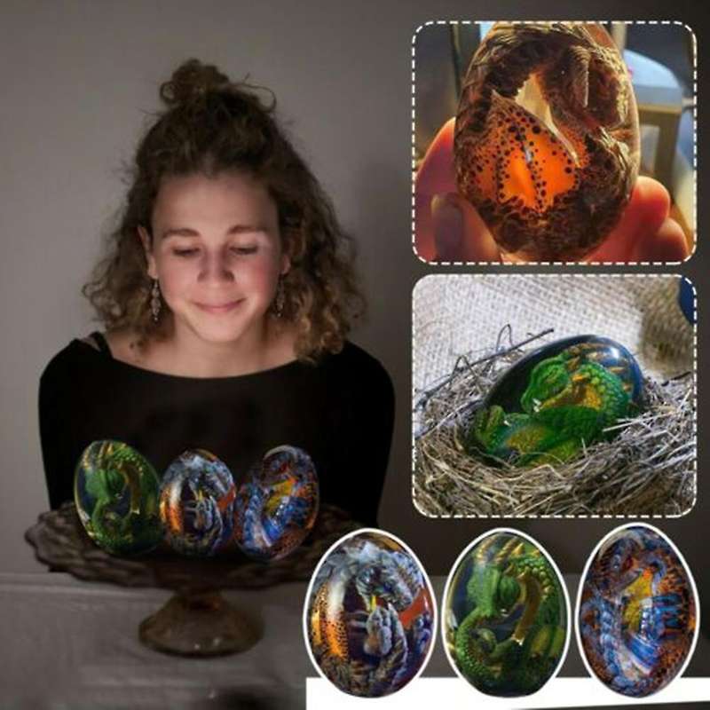 Lava Dragon Egg Ornamental Decor Dinosaur Egg Statue Resin-c