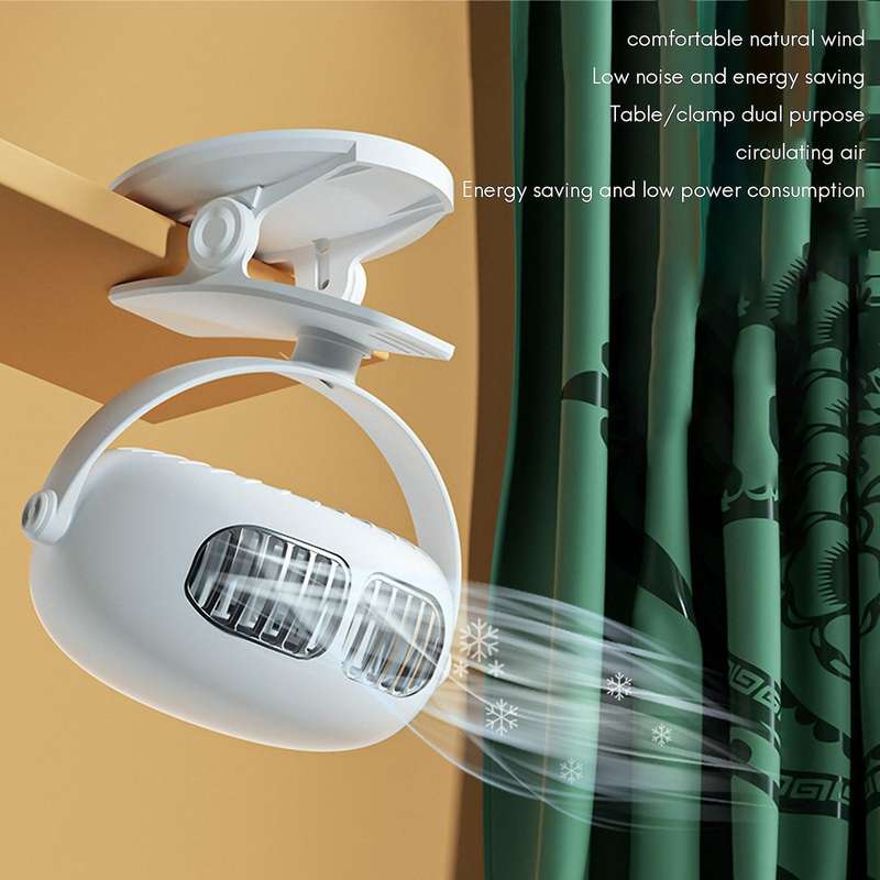 Portable Usb Rechargeable Fan 360 Degree 3-speed Silent White