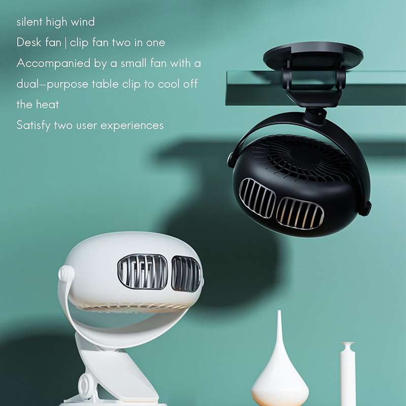 Portable Usb Rechargeable Fan 360 Degree 3-speed Silent White