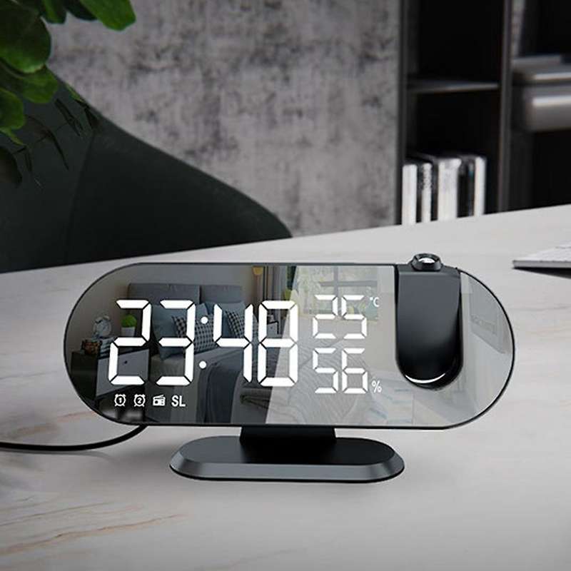 Projection Alarm Clock for Bedrooms, Radio Alarm Clock Blue Digital