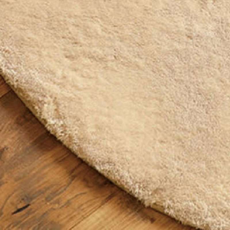 Pure Color Silk Wool Carpet Round Floor Mats Bedroom Mat Card Brown
