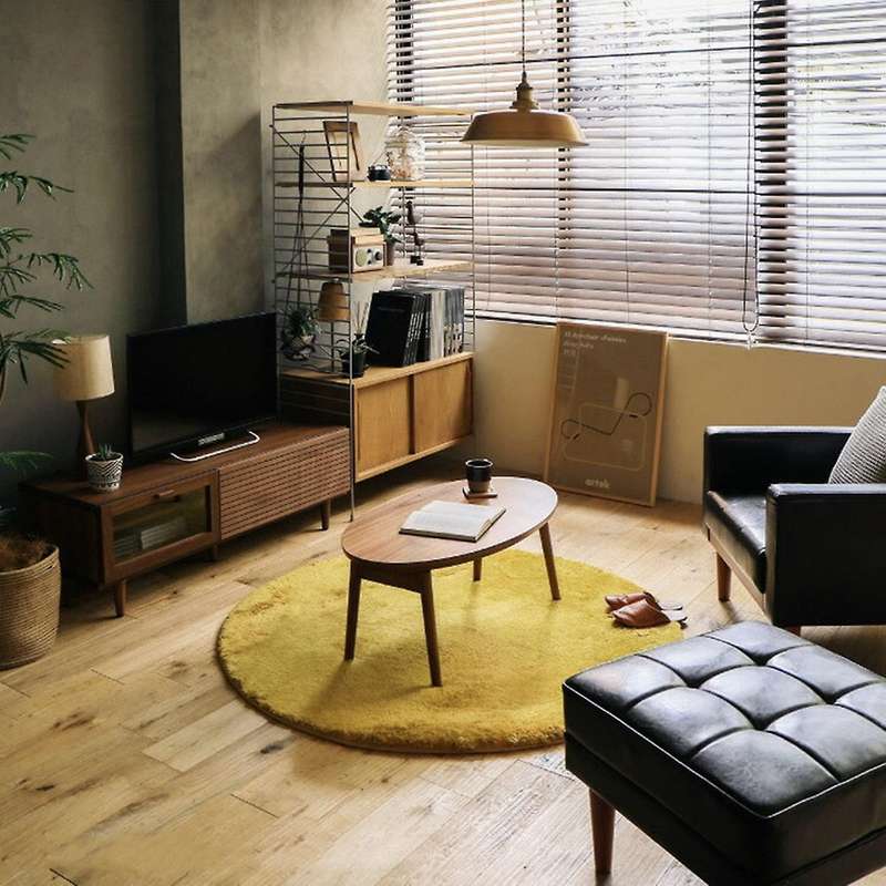 Pure Color Silk Wool Carpet Round Floor Mats Bedroom Mat Card Brown