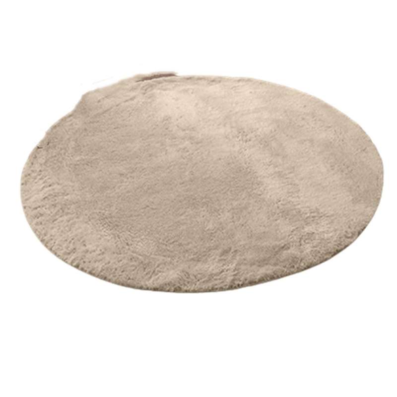 Pure Color Silk Wool Carpet Round Floor Mats Bedroom Mat Card Brown